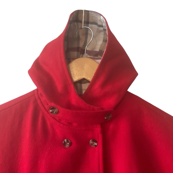 HOPE & HENRY sz Medium Girls Cape Double Breasted Pockets Tan Plaid Hood Lining - Picture 2 of 14